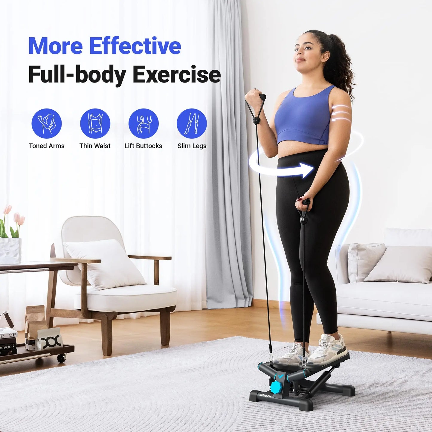 Mini Stepper Exercise Equipment with Resistance Bands