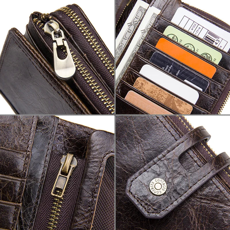 Men/Women Genuine Leather Multi Compartment Wallet