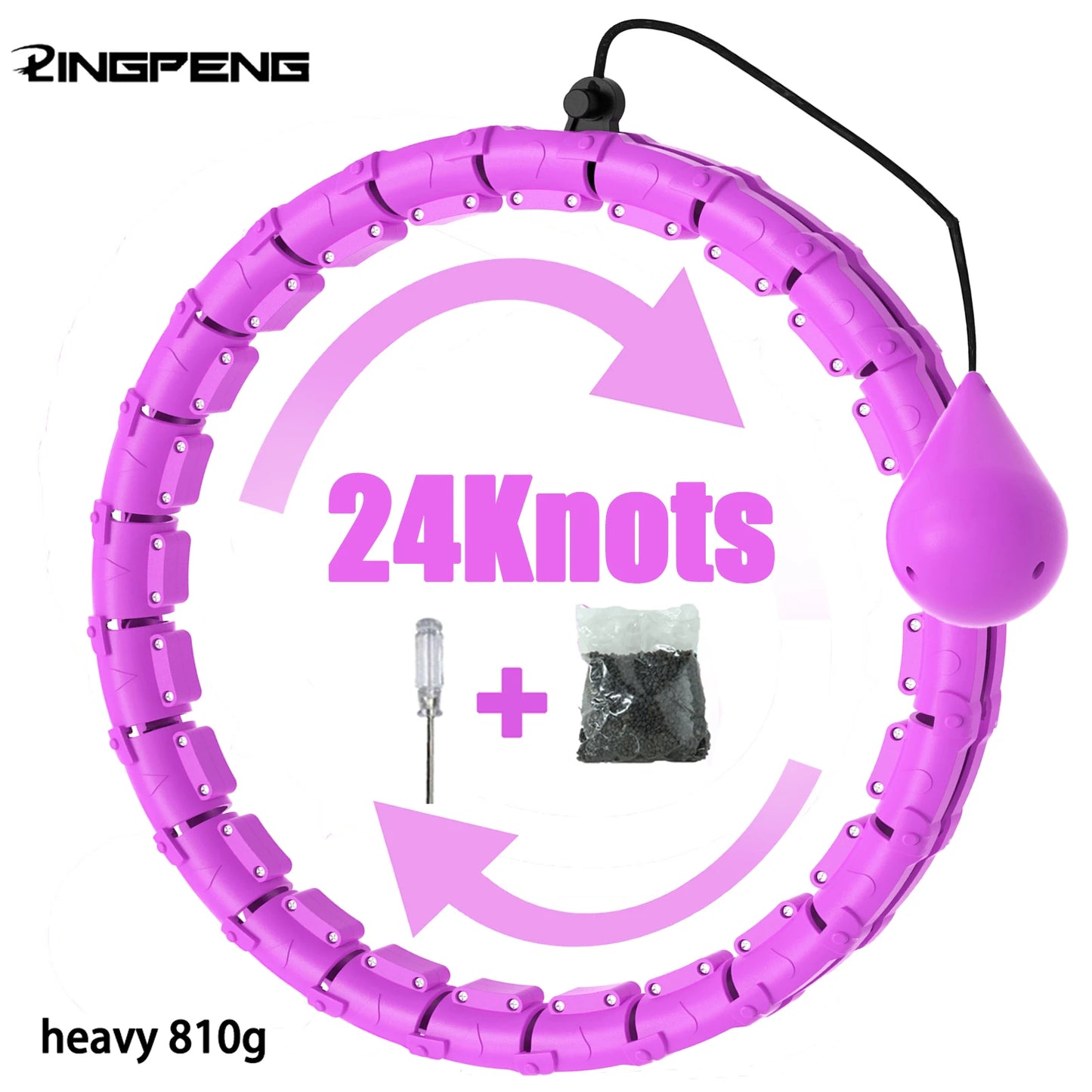 Weighted Hula Circle Hoops, 2 in 1 Adjustable with Detachable Knots