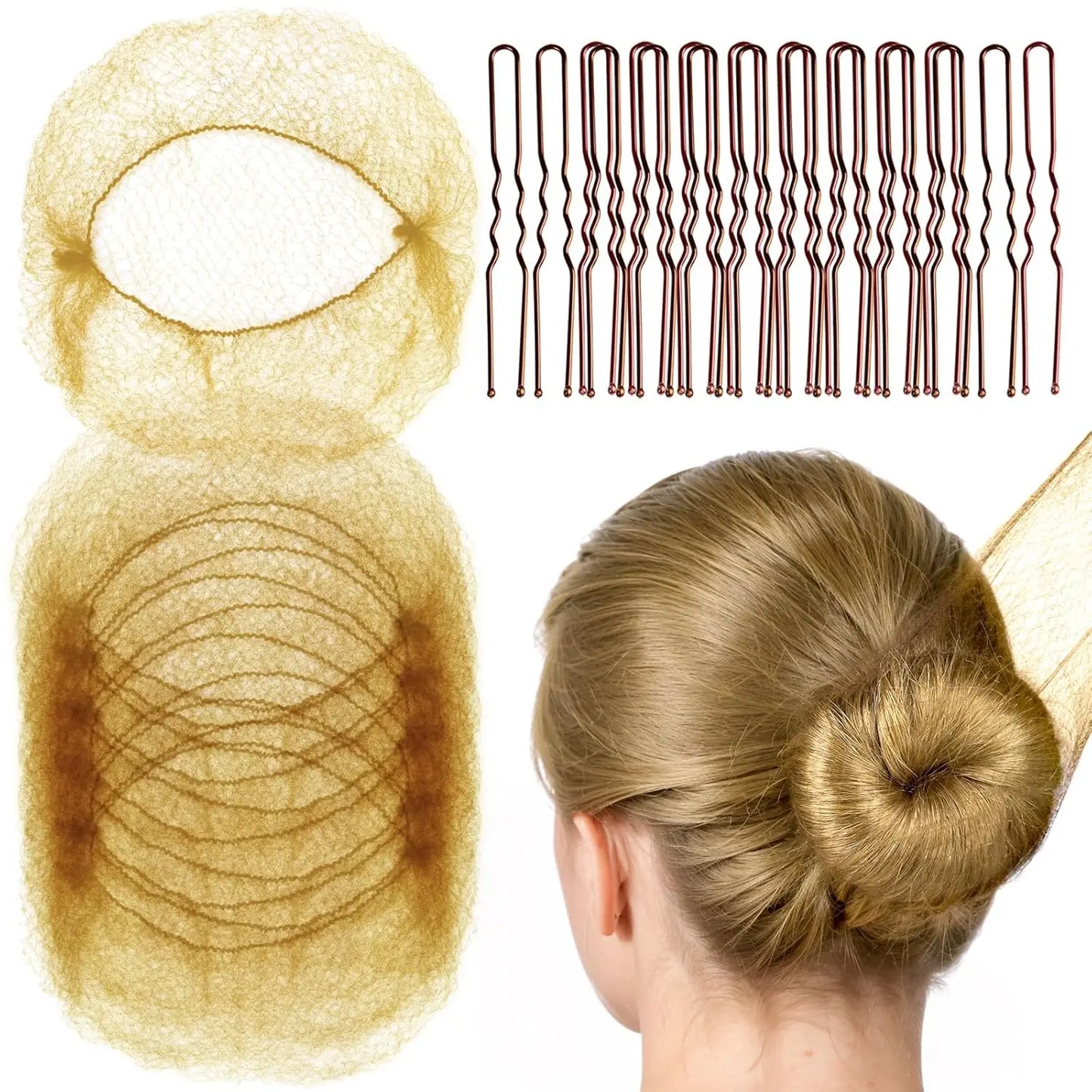 Mesh Invisible Hair Net & 40PCS U-Shaped Hair Clip