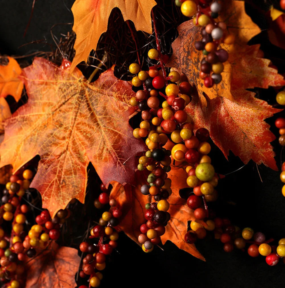 Artificial Berries Maple Leaf Garland Wreath