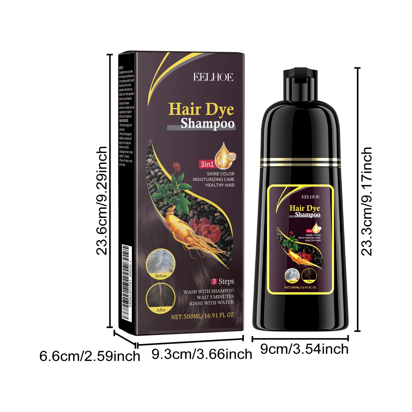 3-in-1 Shampoo Natural Herbal Hair Dye