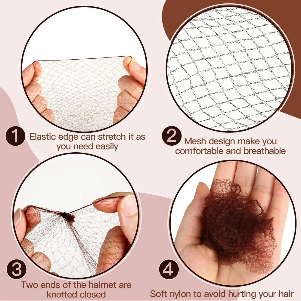 Mesh Invisible Hair Net & 40PCS U-Shaped Hair Clip