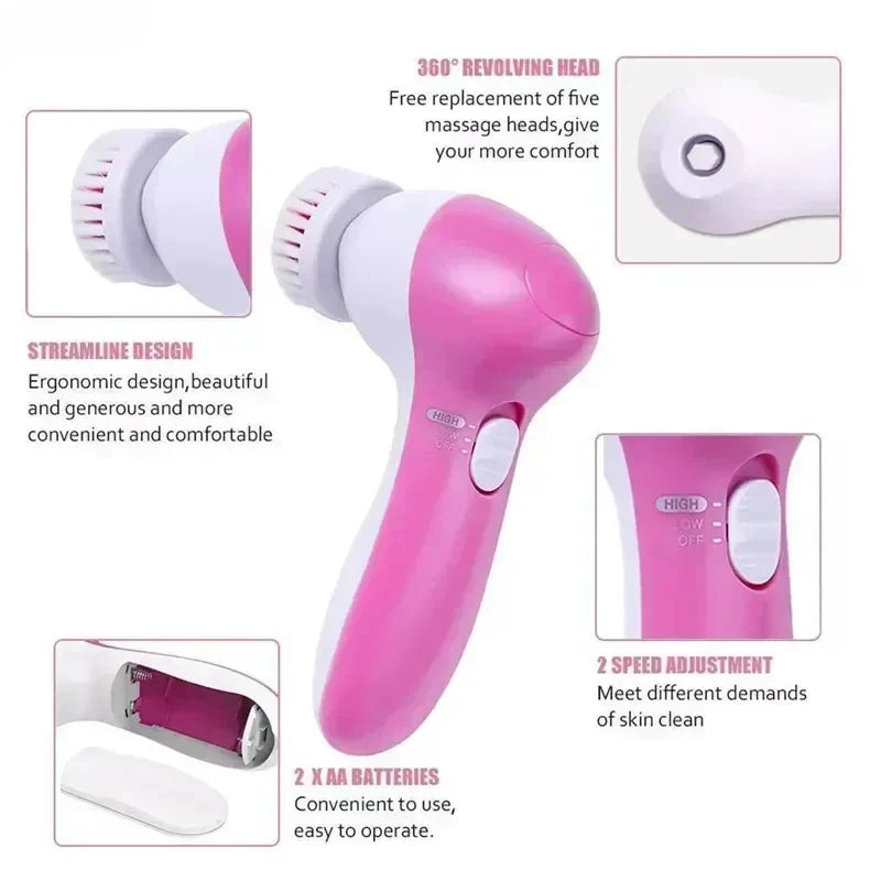5 in 1 Electric Face Cleansing Brush/Massager