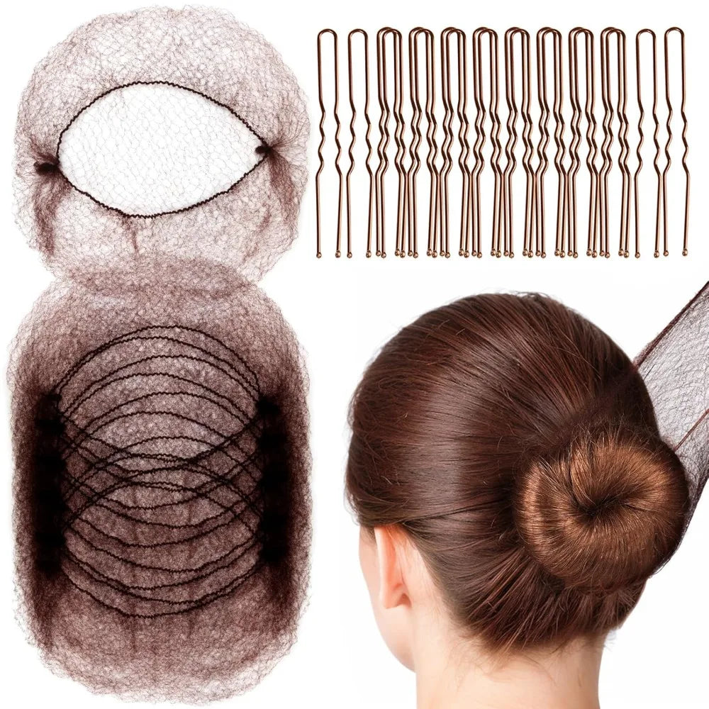 Mesh Invisible Hair Net & 40PCS U-Shaped Hair Clip