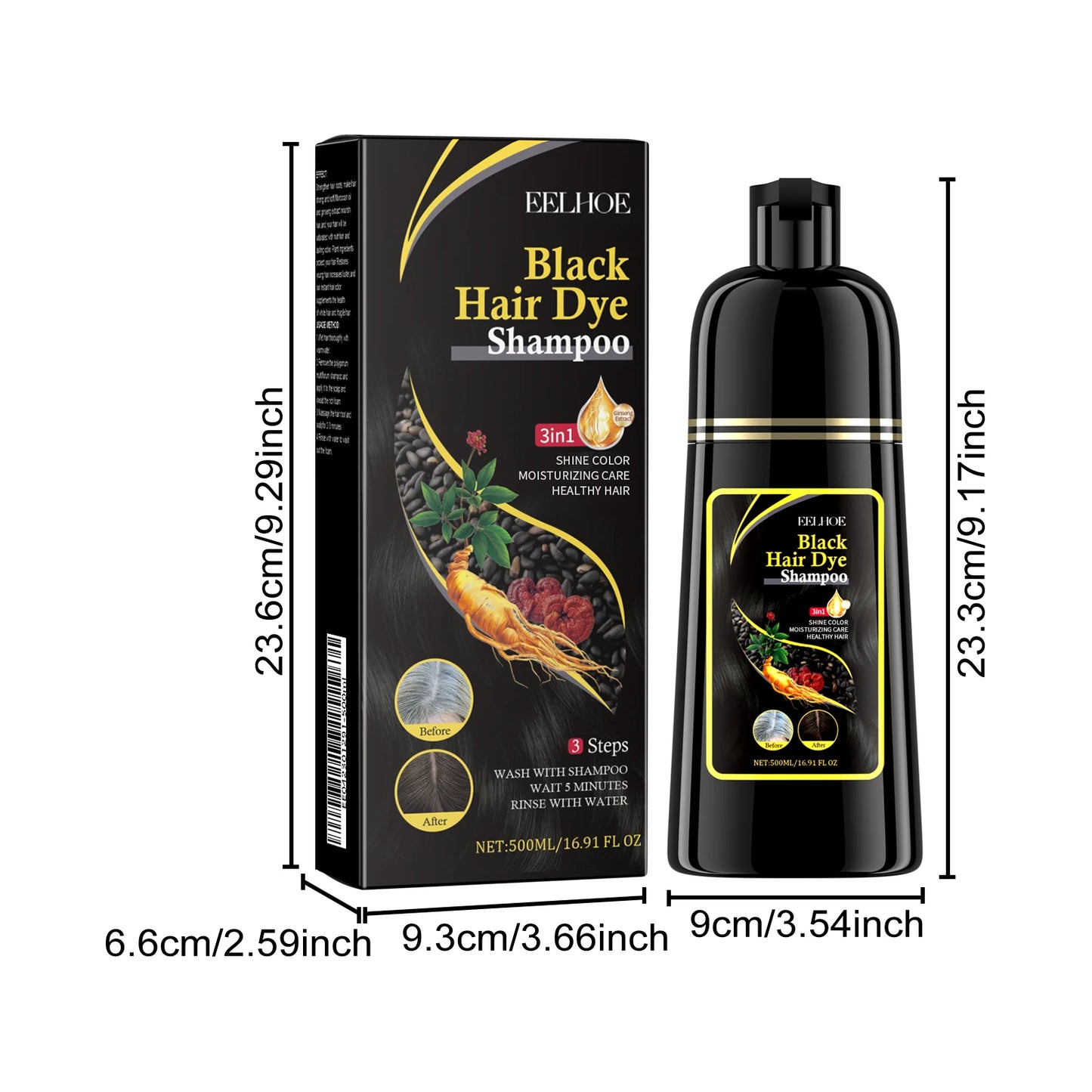 3-in-1 Shampoo Natural Herbal Hair Dye