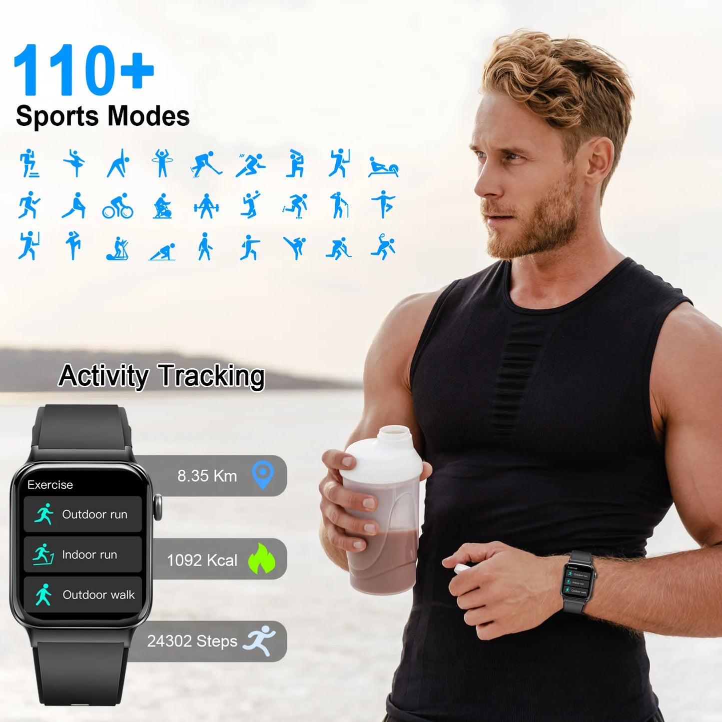Multi Function Smartwatch Waterproof Fitness Tracker
