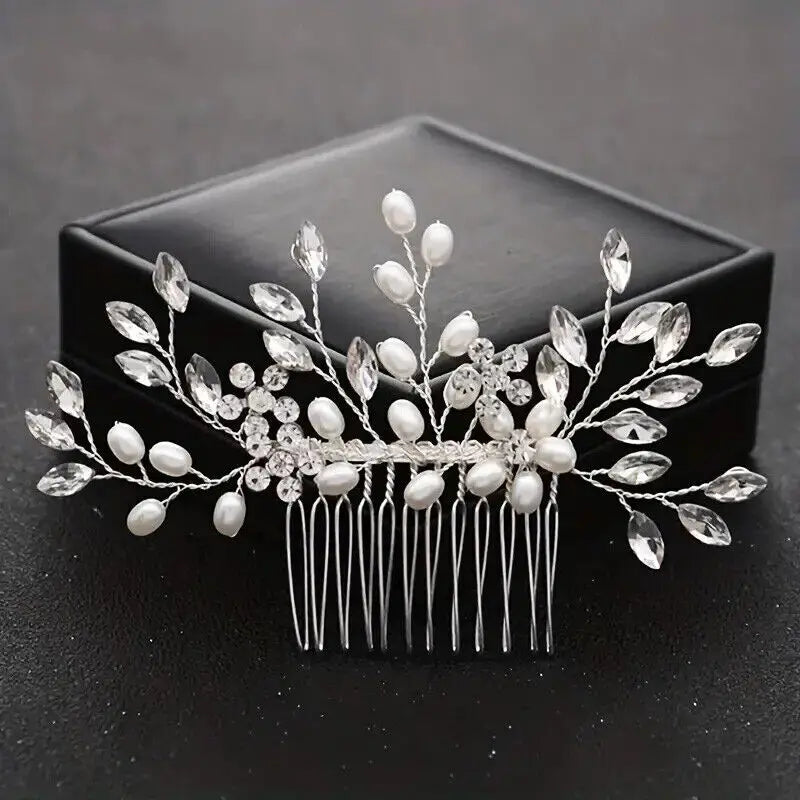 Wedding Hair Comb, Faux Pearl Crystal