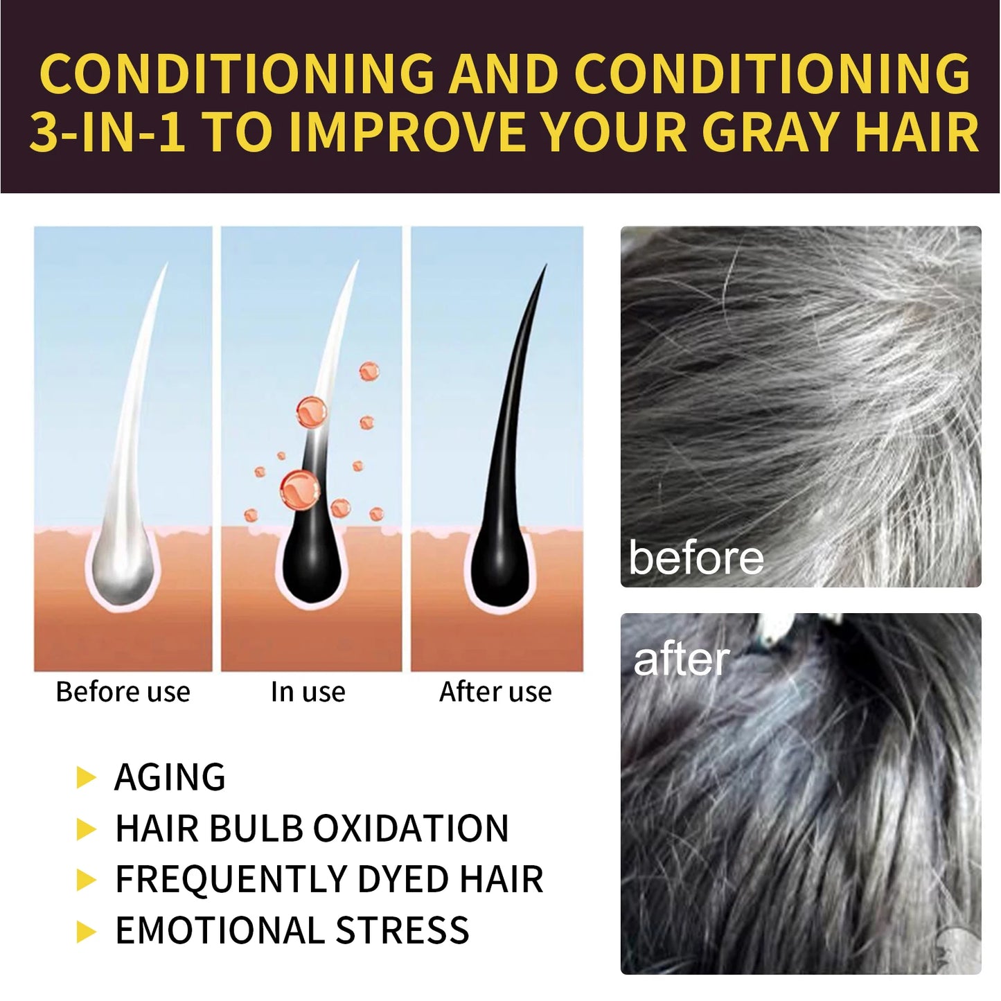 3-in-1 Shampoo Natural Herbal Hair Dye