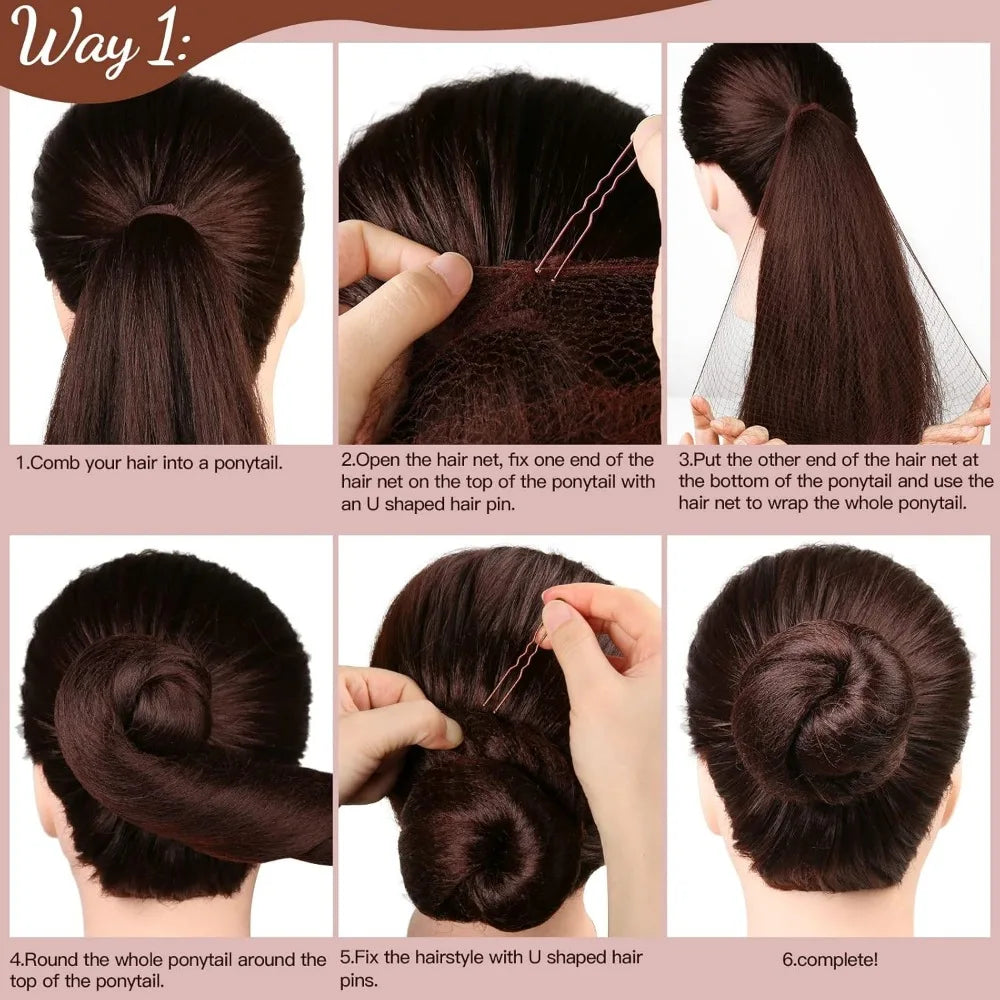 Mesh Invisible Hair Net & 40PCS U-Shaped Hair Clip