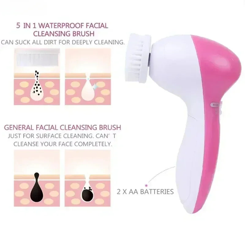 5 in 1 Electric Face Cleansing Brush/Massager