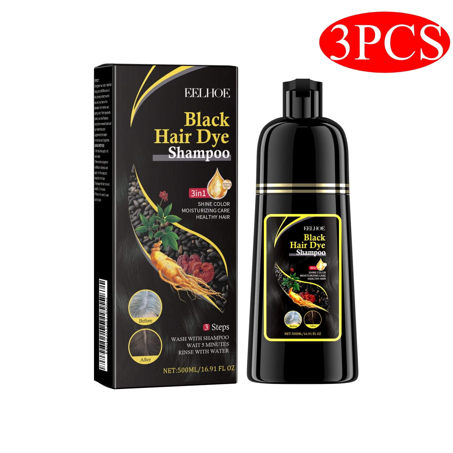 3-in-1 Shampoo Natural Herbal Hair Dye