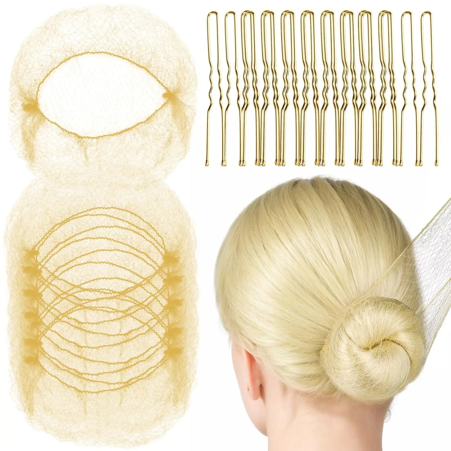 Mesh Invisible Hair Net & 40PCS U-Shaped Hair Clip