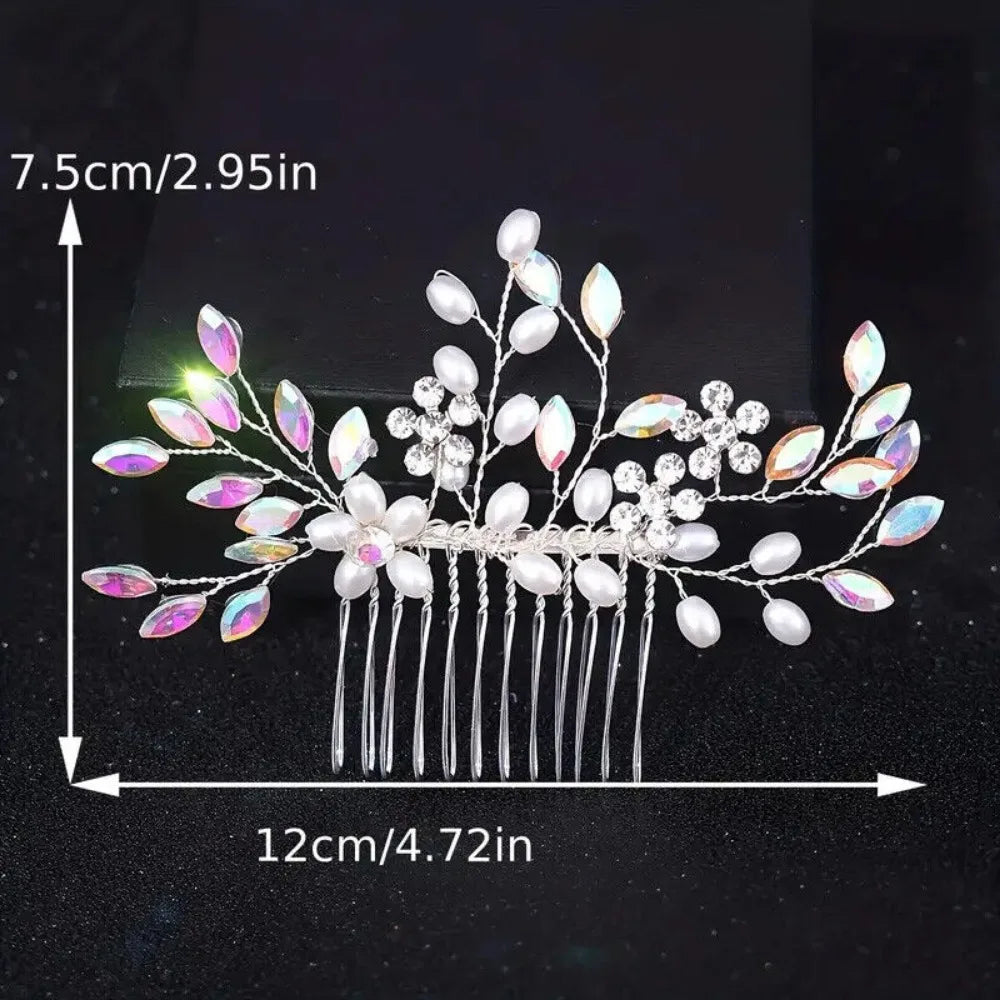 Wedding Hair Comb, Faux Pearl Crystal
