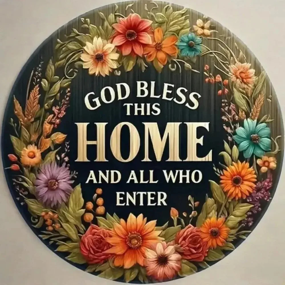 Floral Wreath Welcome Sign