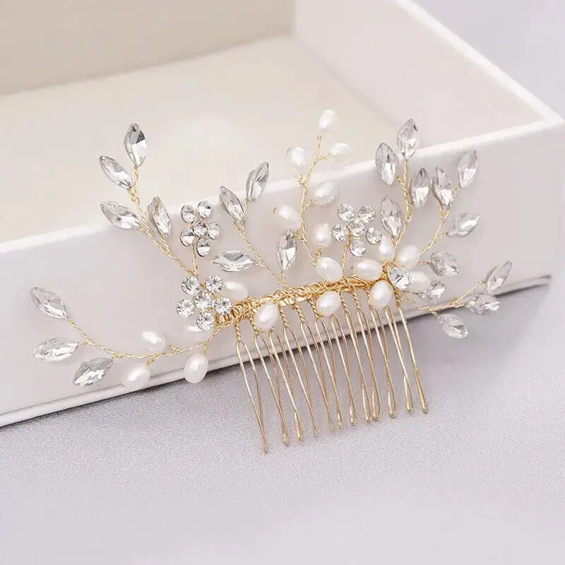 Wedding Hair Comb, Faux Pearl Crystal