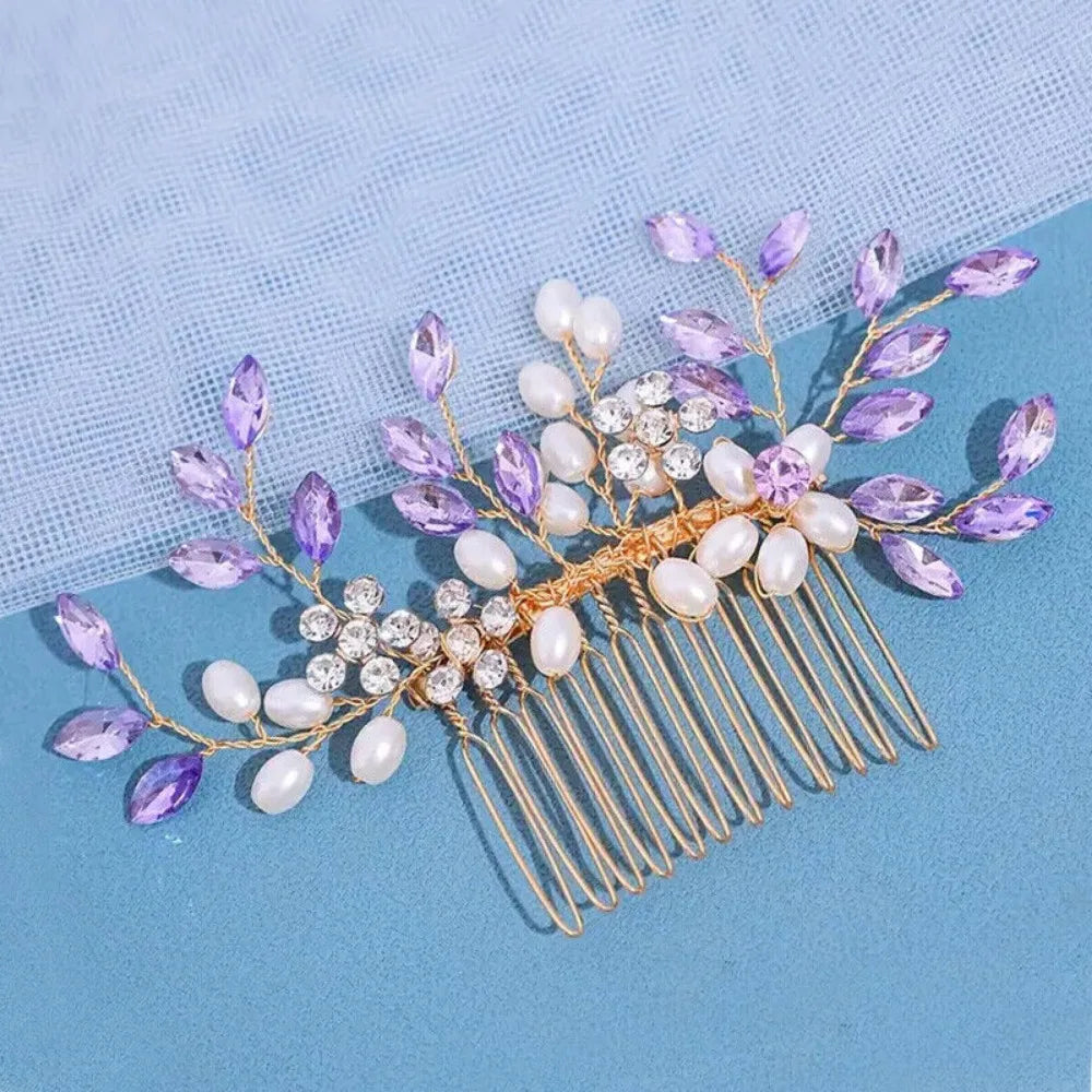 Wedding Hair Comb, Faux Pearl Crystal