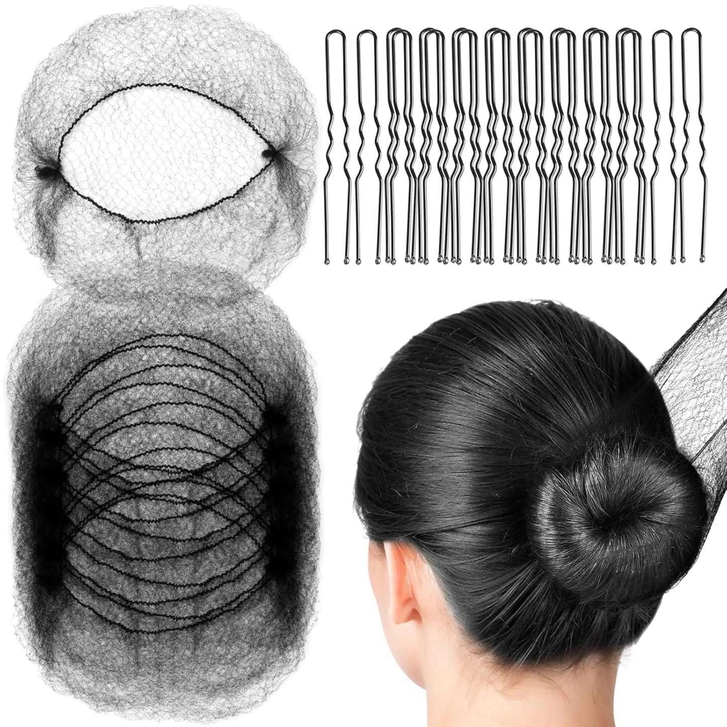 Mesh Invisible Hair Net & 40PCS U-Shaped Hair Clip