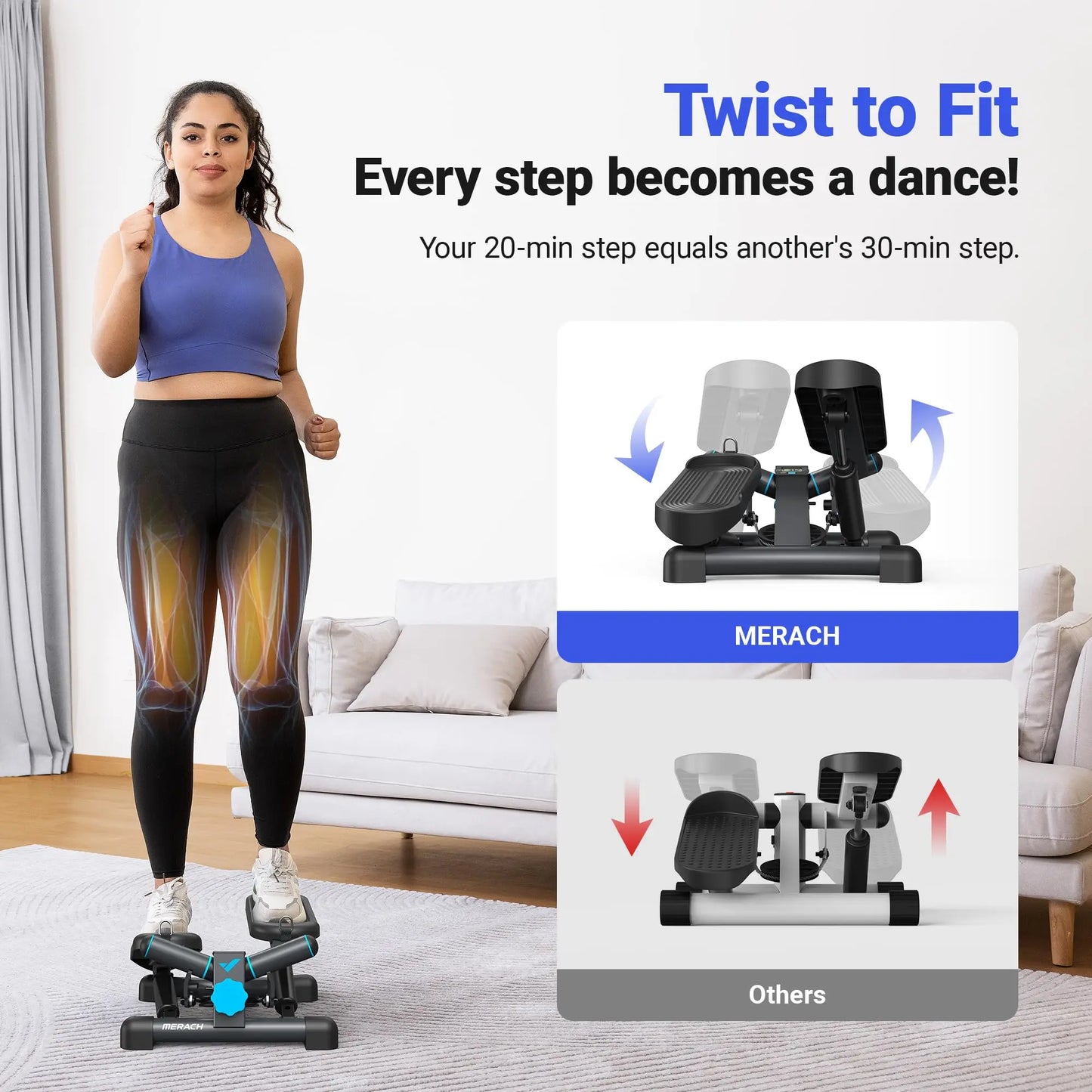 Mini Stepper Exercise Equipment with Resistance Bands