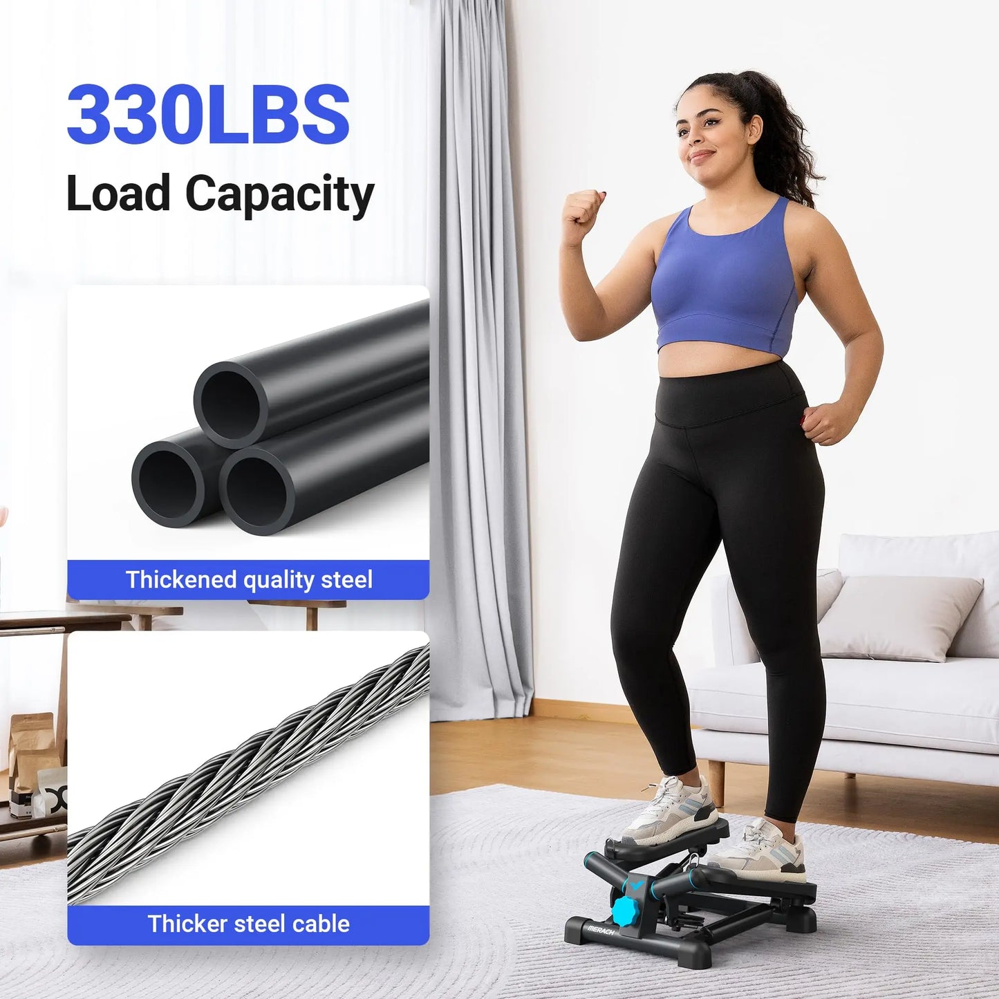 Mini Stepper Exercise Equipment with Resistance Bands