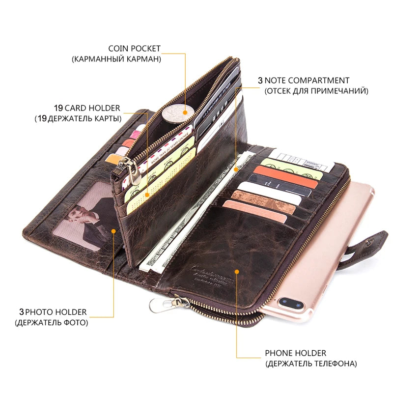 Men/Women Genuine Leather Multi Compartment Wallet
