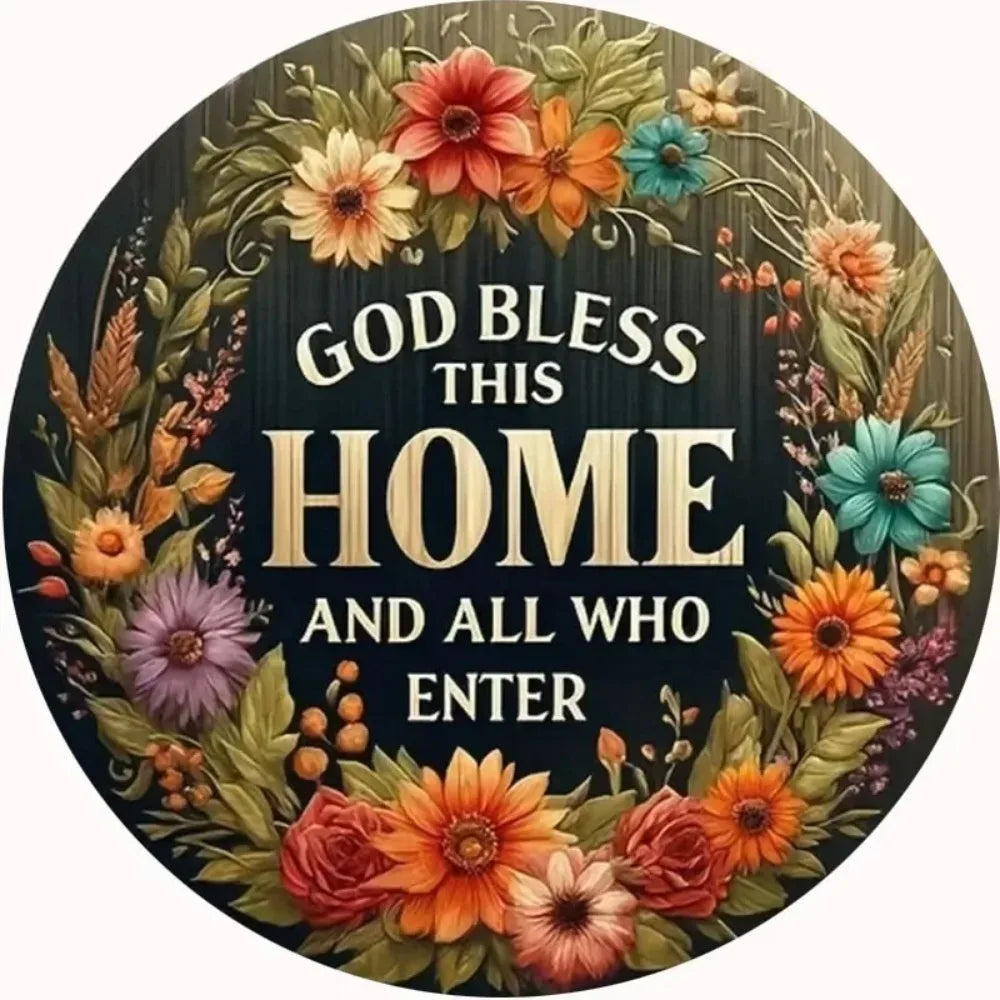 Floral Wreath Welcome Sign