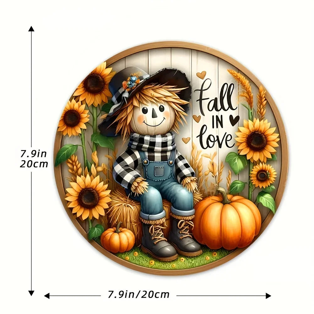Tin Painting - Charming Scarecrow & Fall Harvest