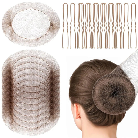 Mesh Invisible Hair Net & 40PCS U-Shaped Hair Clip