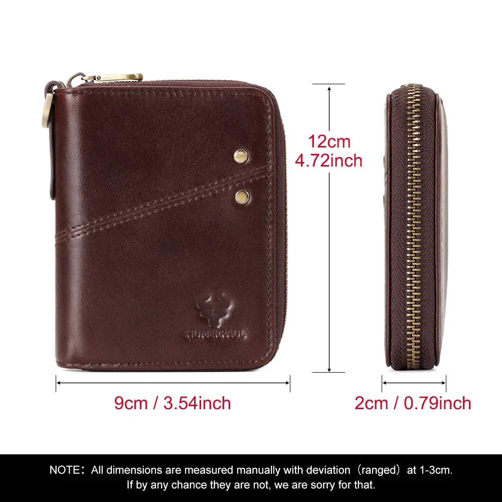Genuine Leather Men's Wallet With Anti-theft Chain