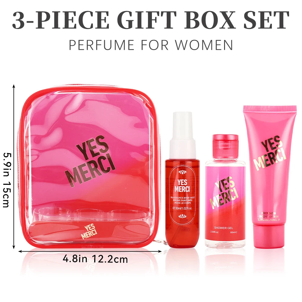 Bath and Body Gift Set for Women & Girls 1.02fl.oz Body Mist 2.04fl.oz Shower Gel 1.7fl.oz Body Lotion Women's Fragrance Sets YE