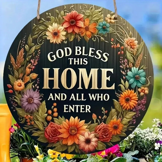Floral Wreath Welcome Sign