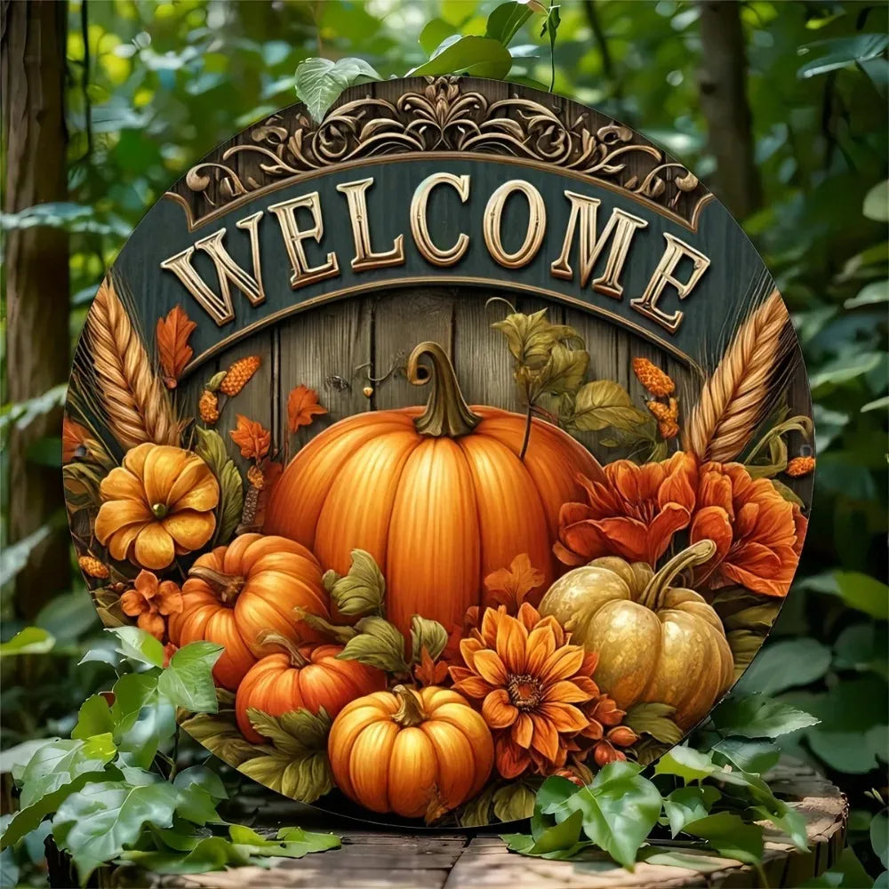 Tin Painting  Welcome Sign - Fall Harvest Festival