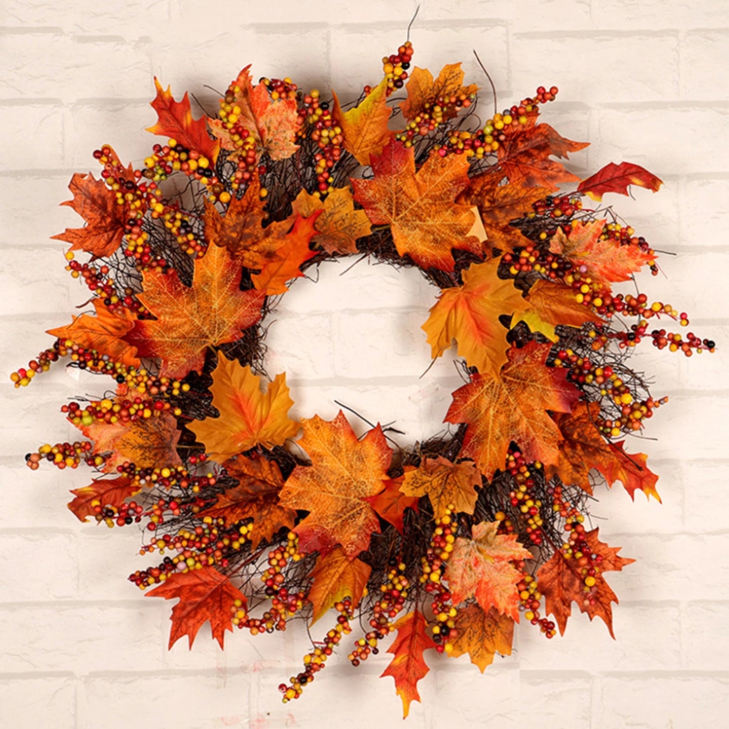 Artificial Berries Maple Leaf Garland Wreath
