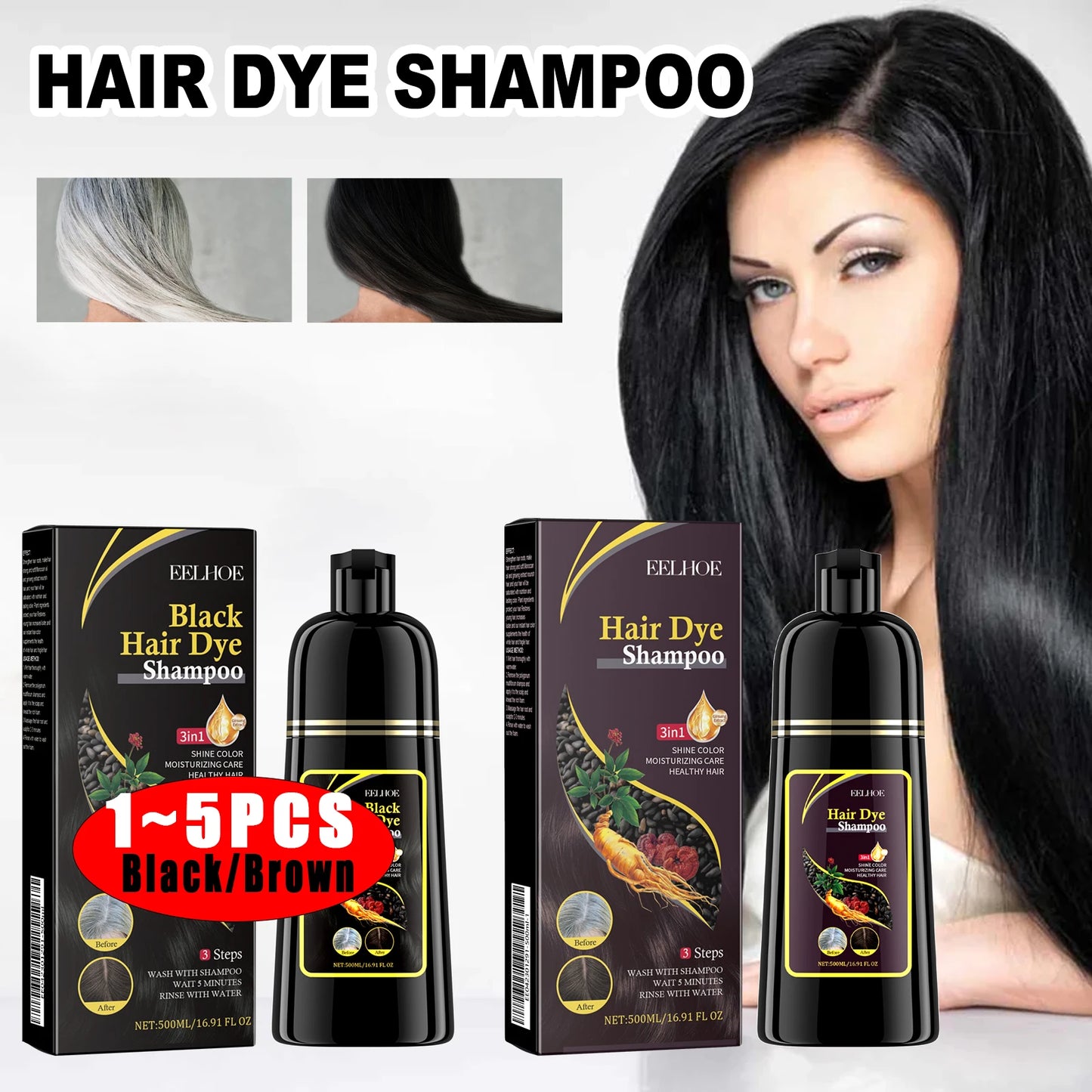 3-in-1 Shampoo Natural Herbal Hair Dye
