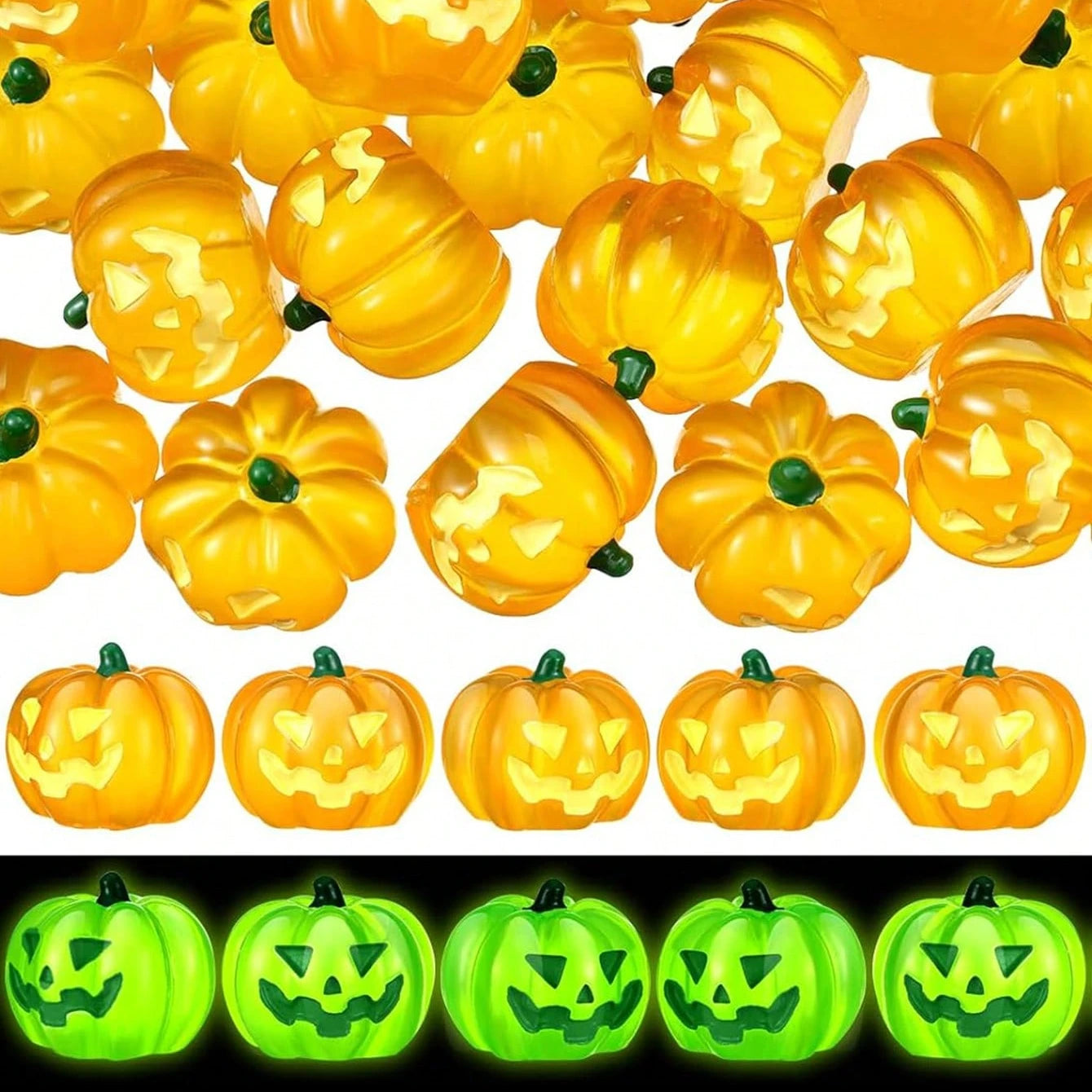 10pcs Glowing Resin Pumpkins