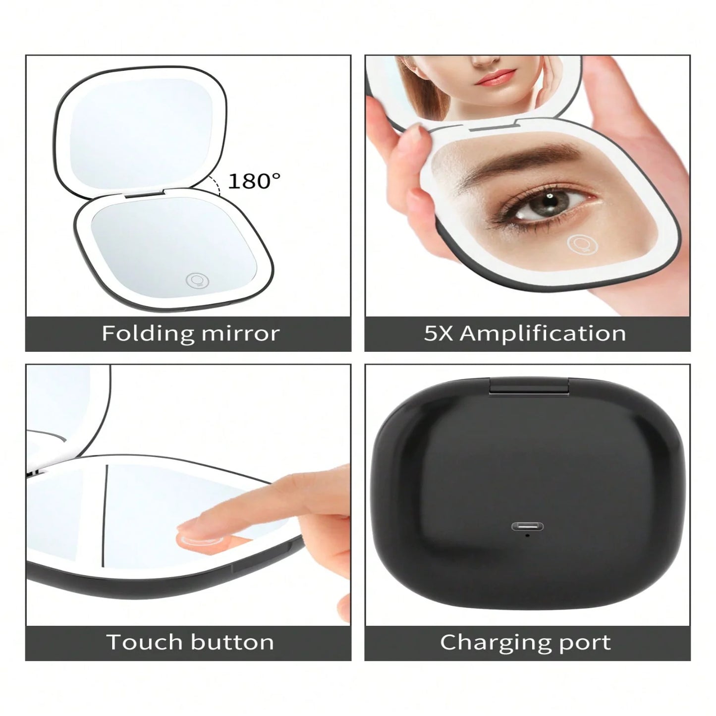 Portable Led Makeup Square Mirror