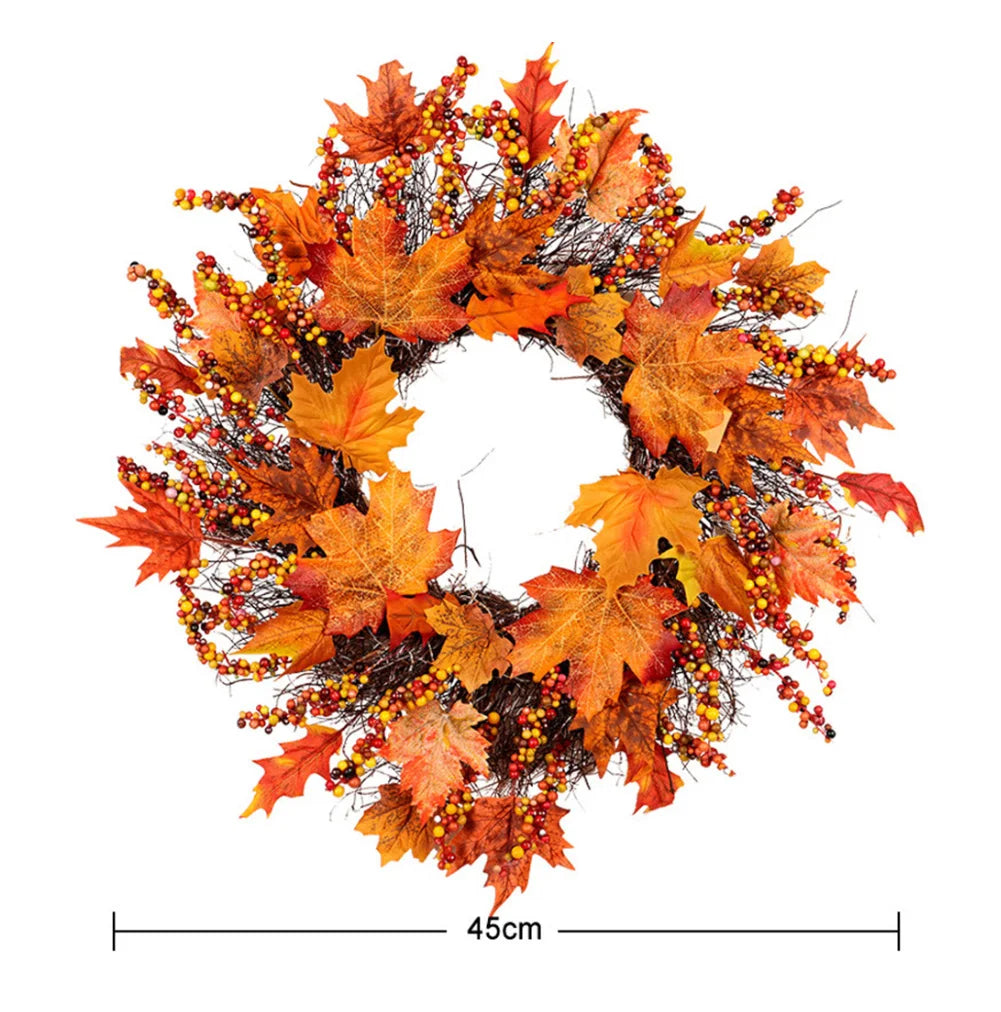 Artificial Berries Maple Leaf Garland Wreath