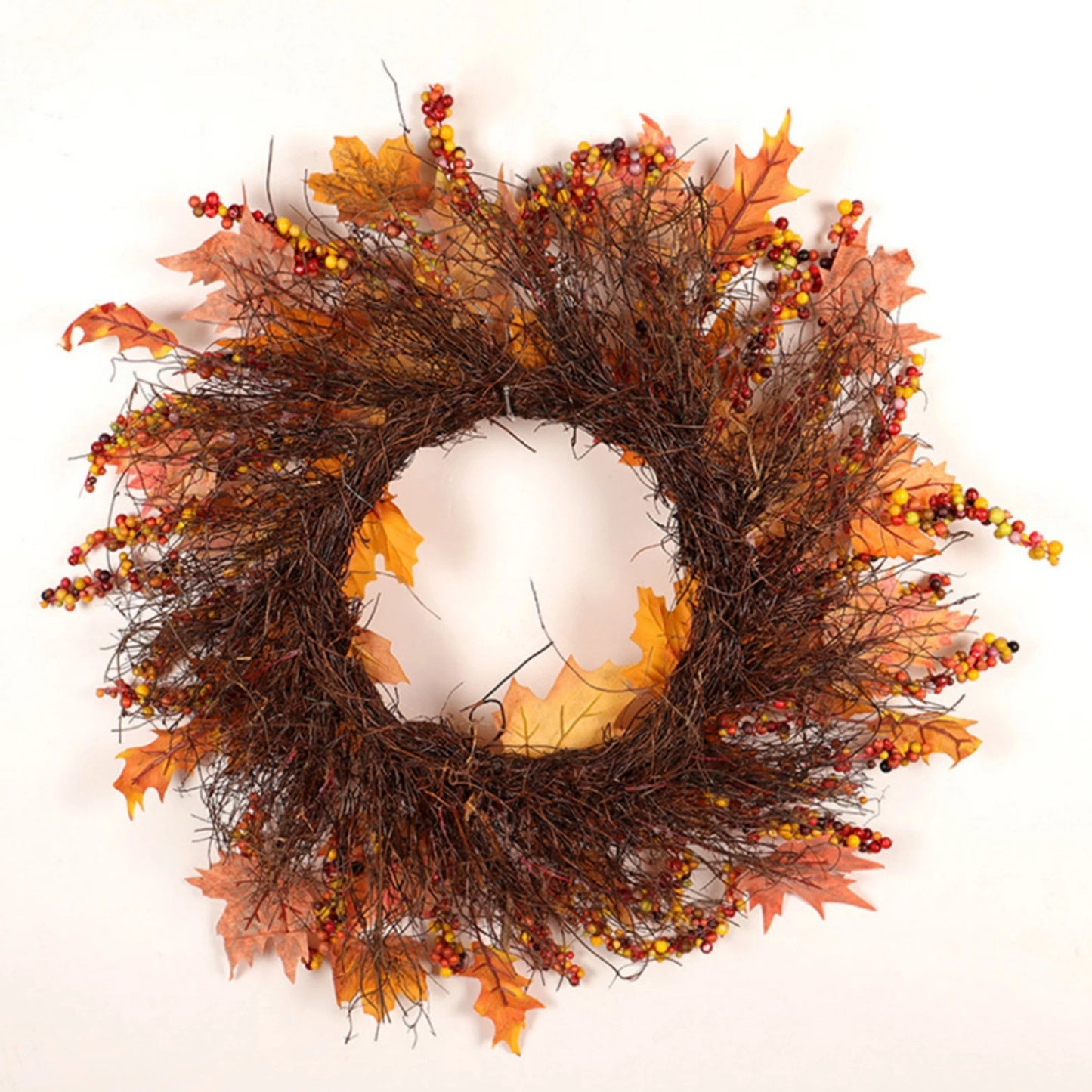Artificial Berries Maple Leaf Garland Wreath