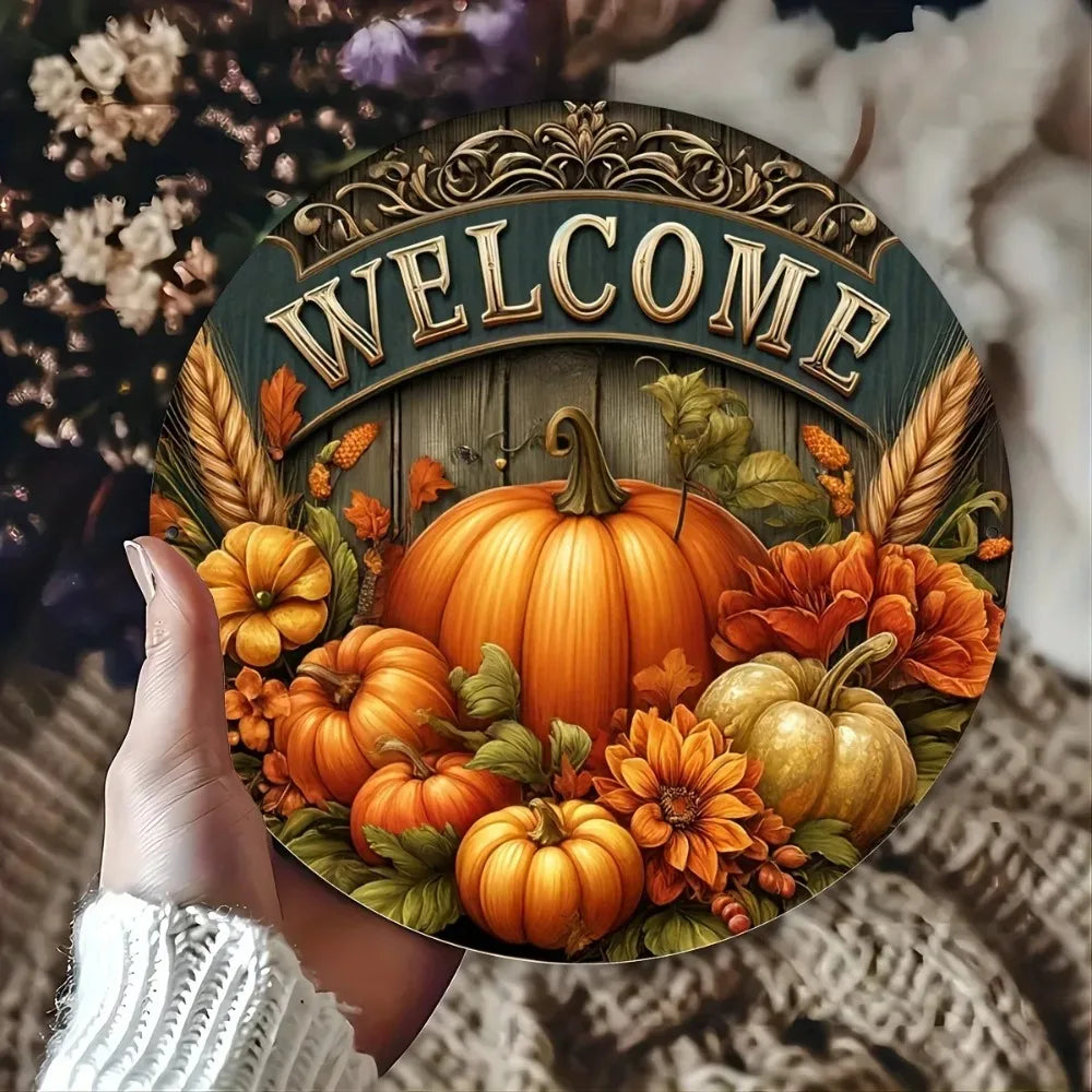Tin Painting  Welcome Sign - Fall Harvest Festival