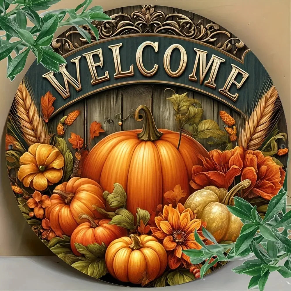Tin Painting  Welcome Sign - Fall Harvest Festival