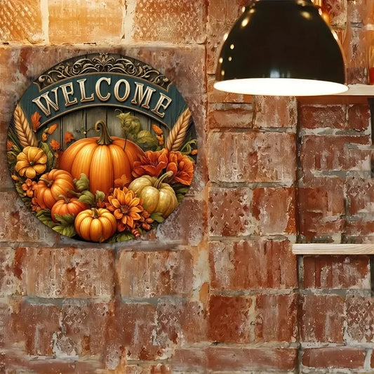 Tin Painting  Welcome Sign - Fall Harvest Festival