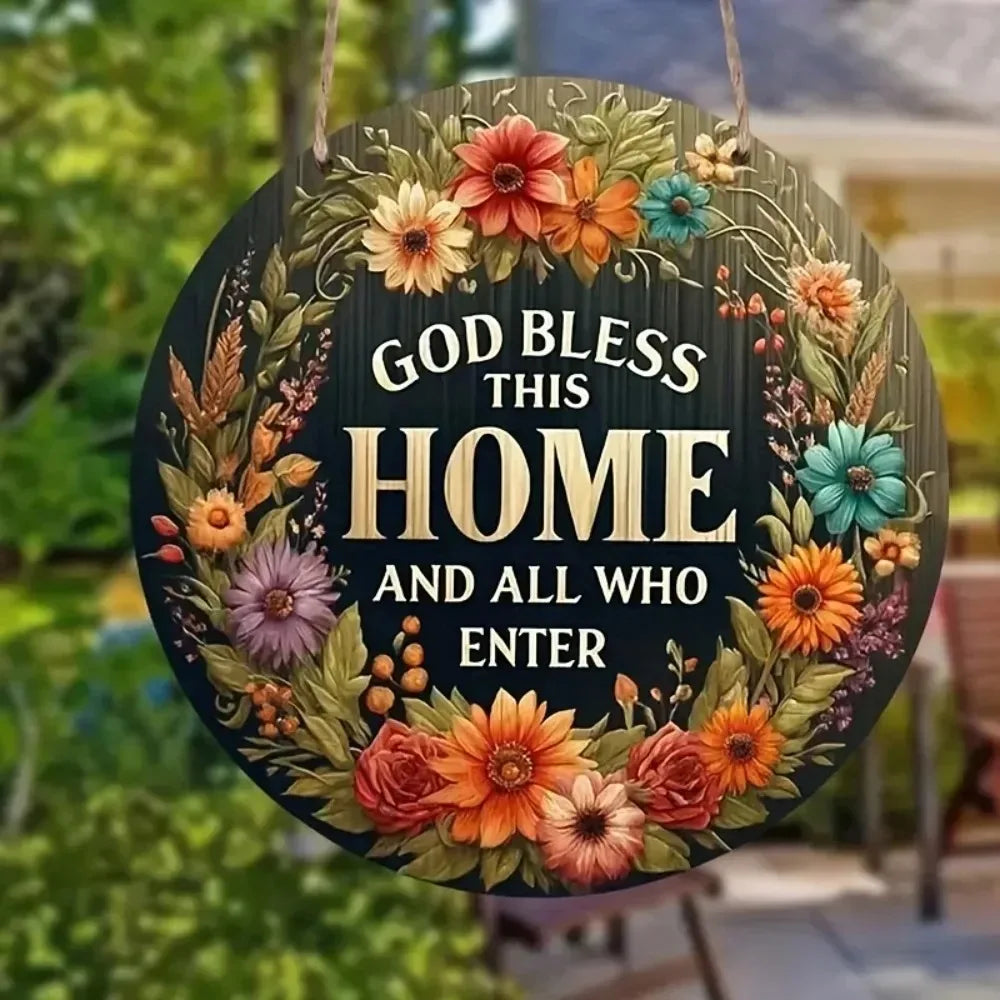 Floral Wreath Welcome Sign
