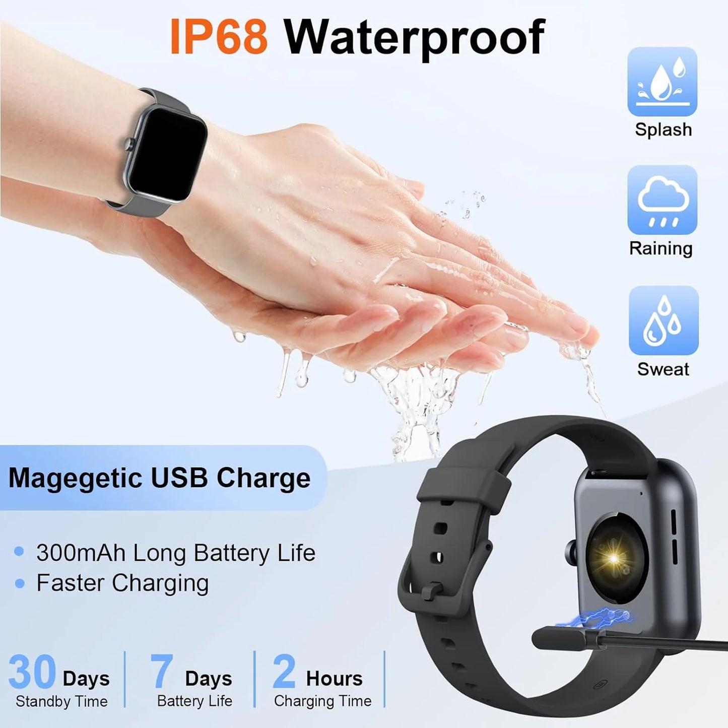 Smart Watch (Waterproof), 100+ Sport Modes