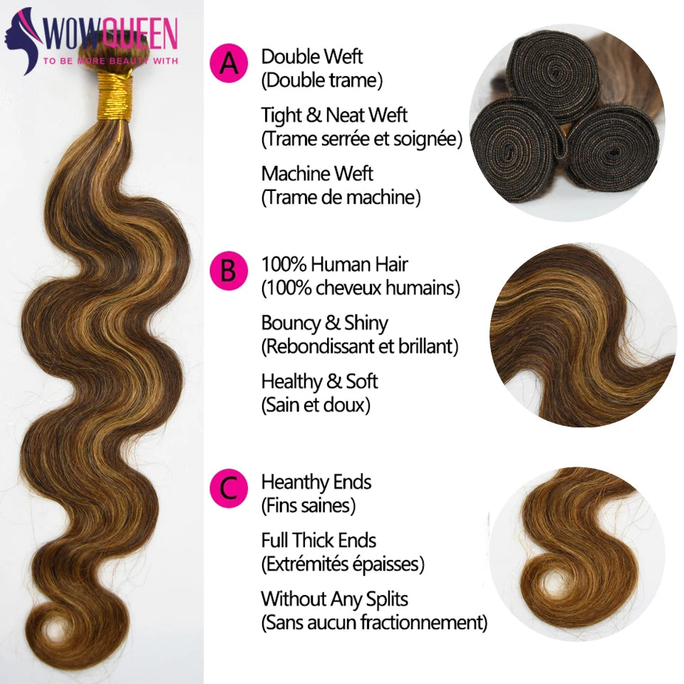 Brazilian Ombre Honey Brown Human Hair Extensions