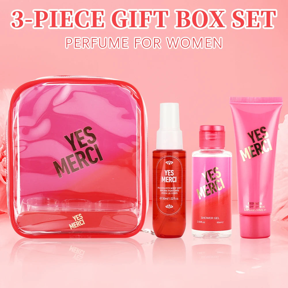 Bath and Body Gift Set for Women & Girls 1.02fl.oz Body Mist 2.04fl.oz Shower Gel 1.7fl.oz Body Lotion Women's Fragrance Sets YE